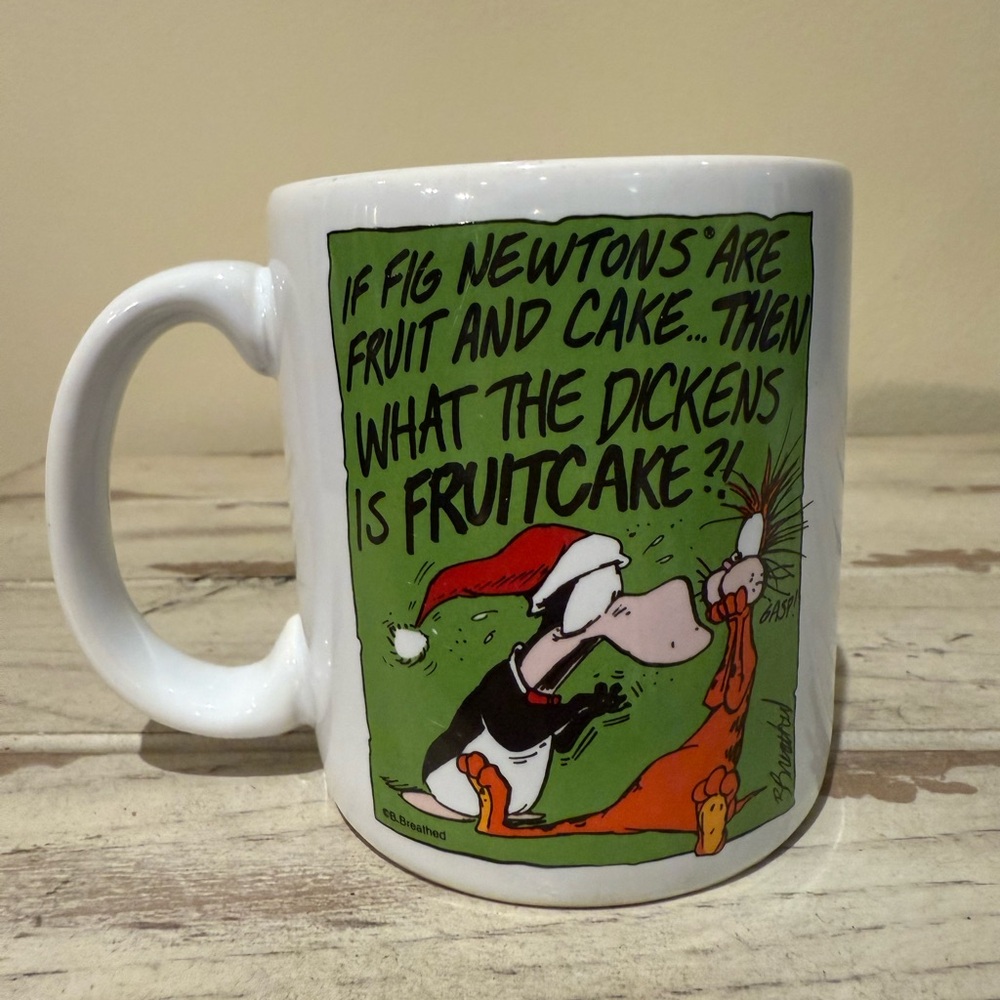 Opus & Bill 1994 Fig Newton Fruitcake Christmas Coffee Mug Bloom County